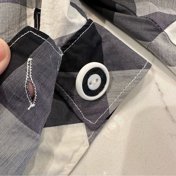 Burberry London Blue Label Black White Plaid Puff Sleeve Silk Pencil Dress 38 S - Picture 12 of 16